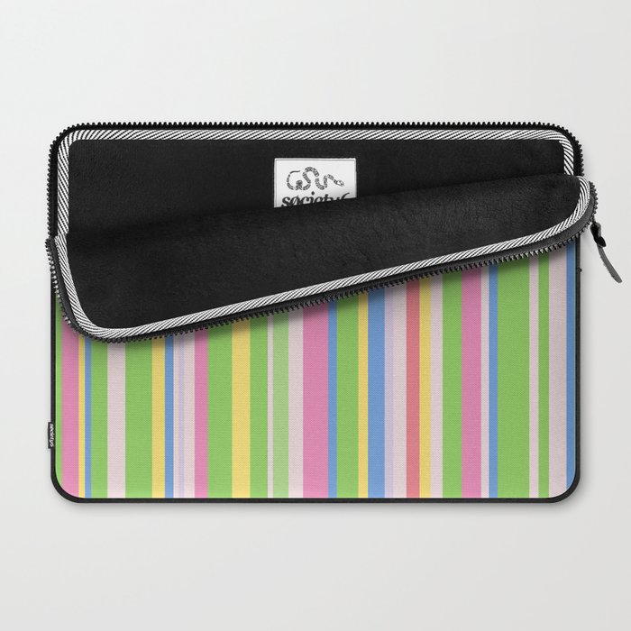 Summer Stripes Lime Green Multicolor Pattern Laptop Sleeve Gallery Image 2