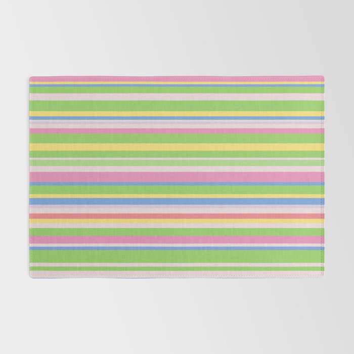 Summer Stripes Lime Green Multicolor Pattern Rug Gallery Image 2
