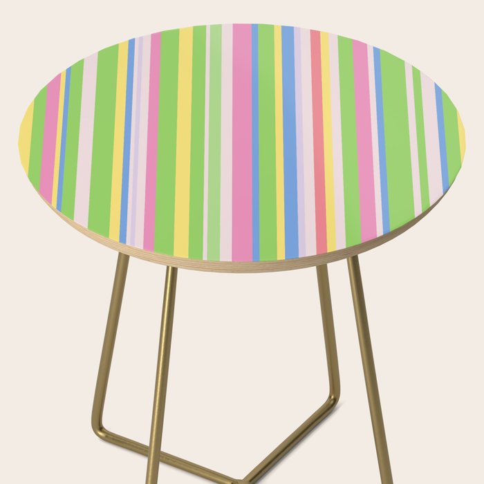 Summer Stripes Lime Green Multicolor Pattern Side Table Gallery Image 2
