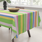 Summer Stripes Lime Green Multicolor Pattern Tablecloth Gallery Image 3