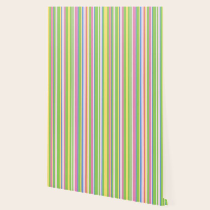 Summer Stripes Lime Green Multicolor Pattern Wallpaper Gallery Image 2
