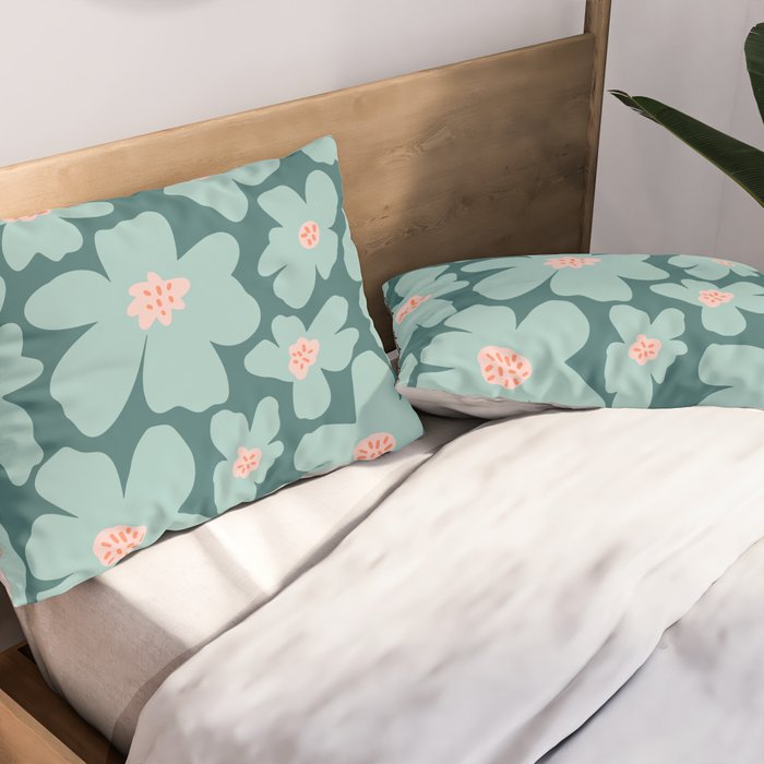 Retro Daisy - Green mood Pillow Sham Gallery Image 2