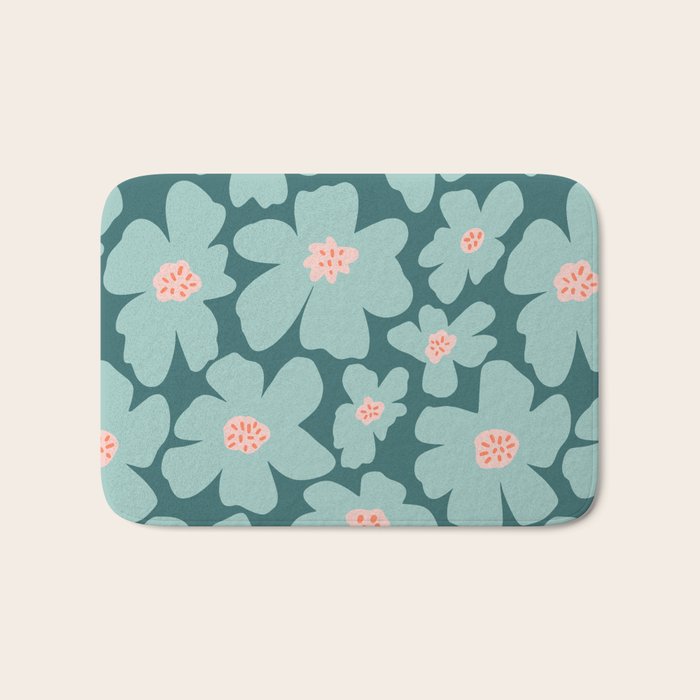 Retro Daisy - Green mood Bath Mat Gallery Image 1