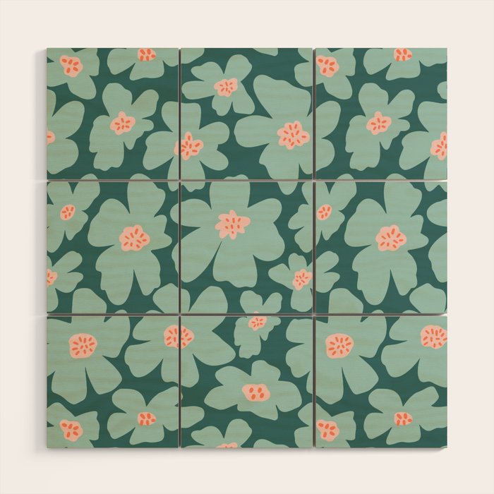 Retro Daisy - Green mood Wood Wall Art Gallery Image 1