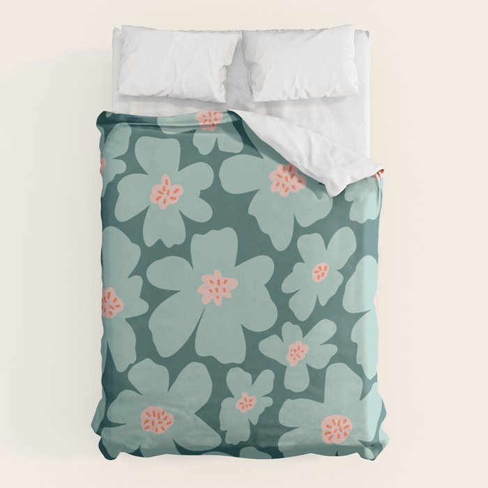 Retro Daisy - Green mood Duvet Cover Gallery Image 1