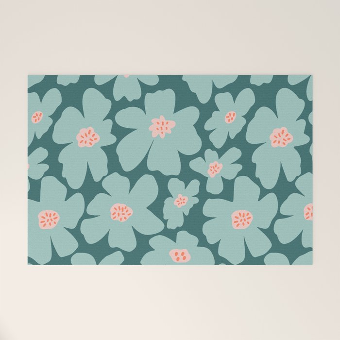 Retro Daisy - Green mood Welcome Mat Gallery Image 1