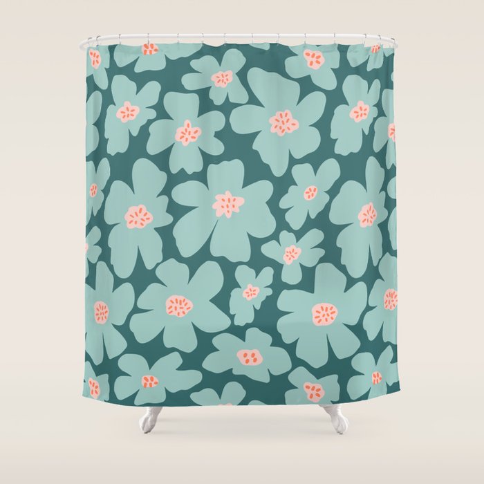 Retro Daisy - Green mood Shower Curtain Gallery Image 1