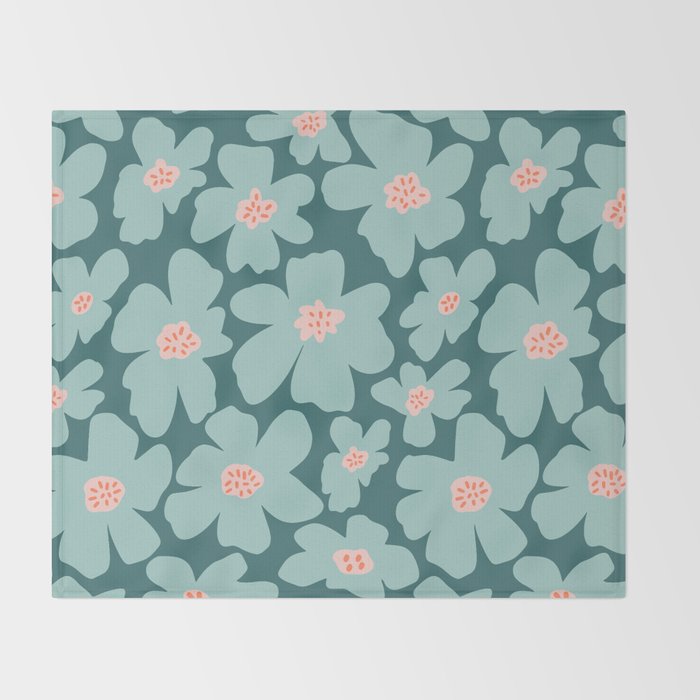 Retro Daisy - Green mood Throw Blanket Gallery Image 2