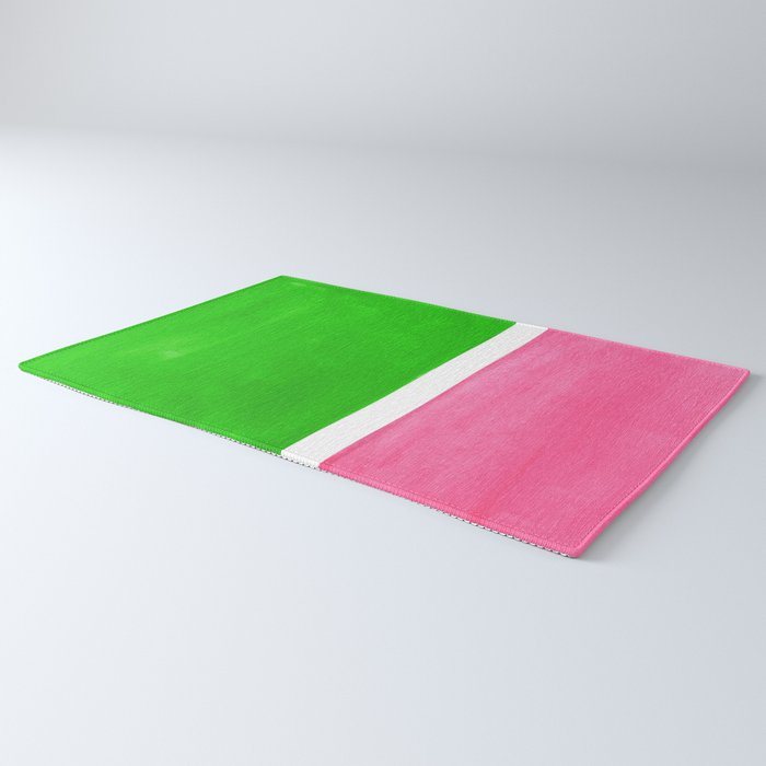 Colorful Bright Minimalist Rothko Color Field Midcentury Vintage Pop Art Petal Pink Leaf Green Rug Gallery Image 3