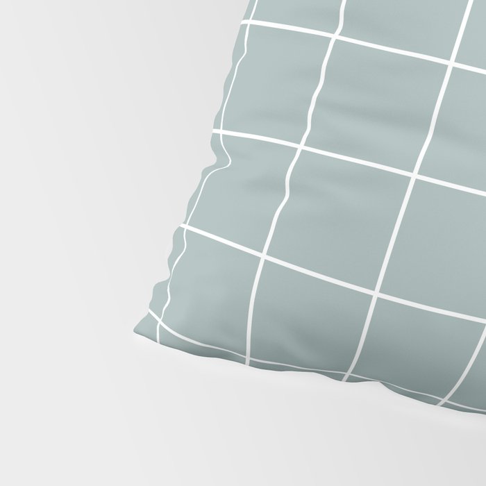 Sage Green Retro Grid Pattern Pillow Sham Gallery Image 4