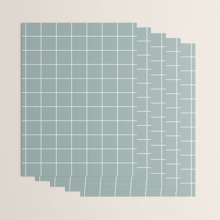 Sage Green Retro Grid Pattern Wrapping Paper Gallery Image 3