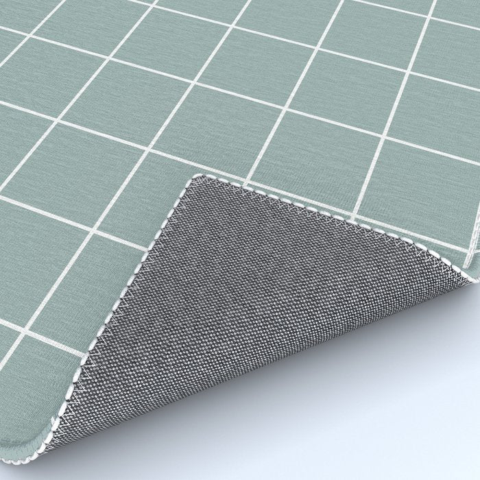 Sage Green Retro Grid Pattern Rug Gallery Image 4