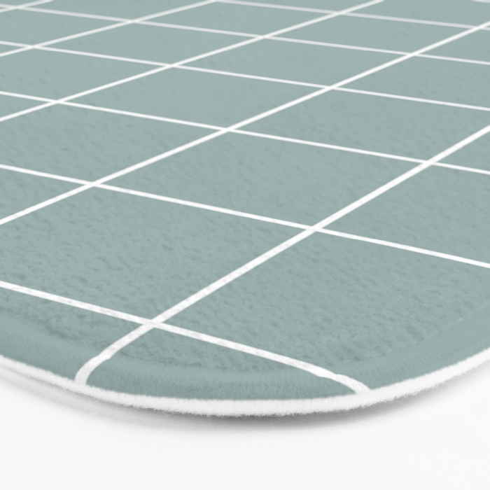 Sage Green Retro Grid Pattern Bath Mat Gallery Image 3