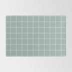 Sage Green Retro Grid Pattern Rug Gallery Image 2
