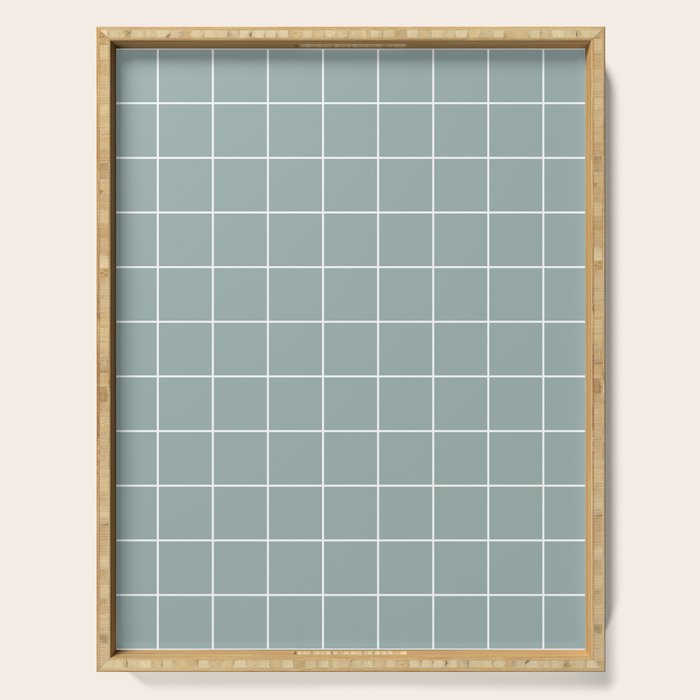 Sage Green Retro Grid Pattern Serving Tray Gallery Image 1