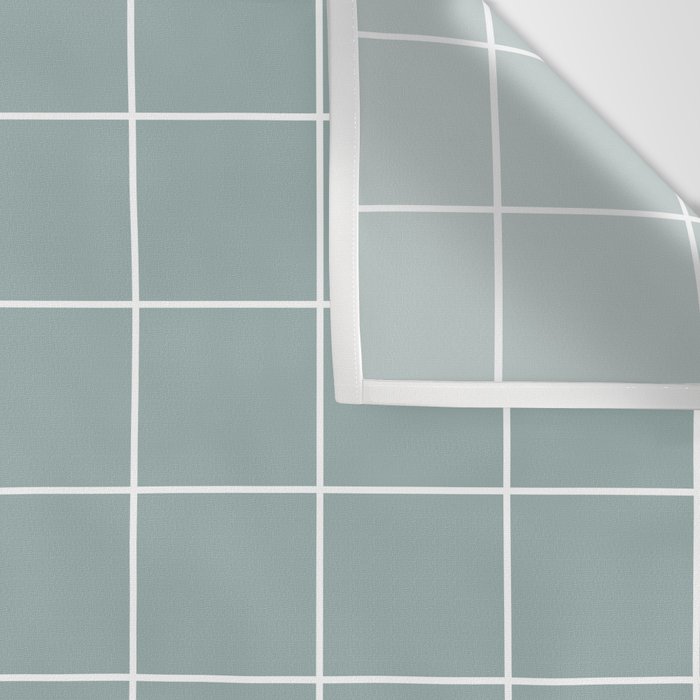 Sage Green Retro Grid Pattern Wall Tapestry Gallery Image 3