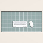 Sage Green Retro Grid Pattern Desk Mat Gallery Image 1