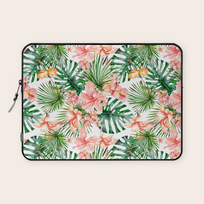 Tropical Jungle Hibiscus Flowers - Floral Laptop Sleeve Gallery Image 1