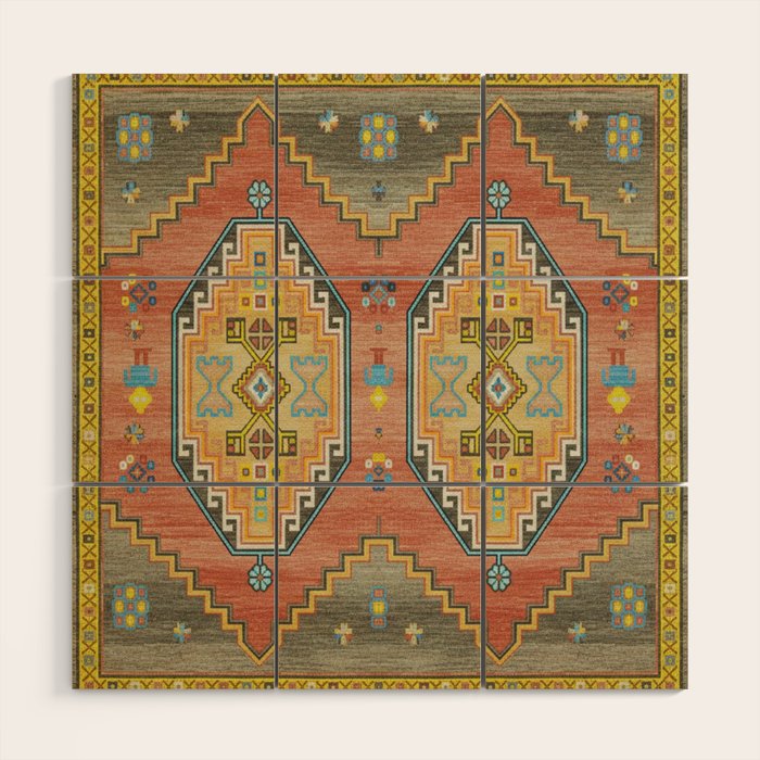Moroccan Berber Geometric Rug Pattern Wood Wall Art Gallery Image 1