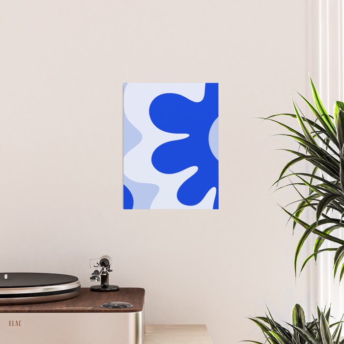 Happy Flower Retro Vibe Royal Blue and Light Blue Poster Gallery Image 2