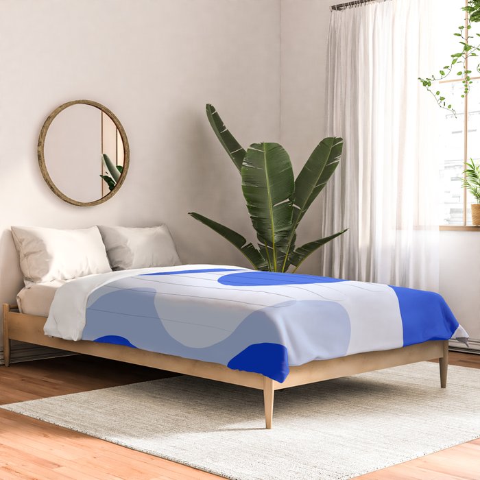Happy Flower Retro Vibe Royal Blue and Light Blue Comforter Gallery Image 2