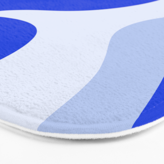 Happy Flower Retro Vibe Royal Blue and Light Blue Bath Mat Gallery Image 3