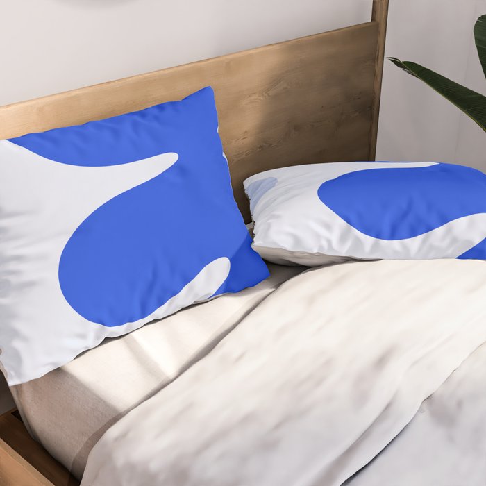 Happy Flower Retro Vibe Royal Blue and Light Blue Pillow Sham Gallery Image 2