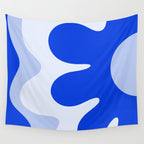 Happy Flower Retro Vibe Royal Blue and Light Blue Wall Tapestry Gallery Image 4