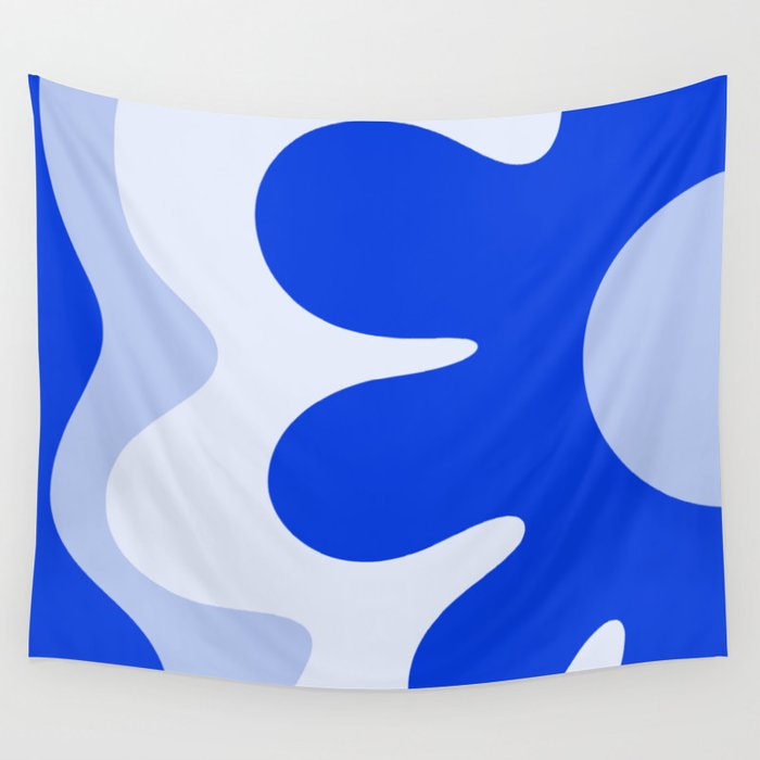 Happy Flower Retro Vibe Royal Blue and Light Blue Wall Tapestry Gallery Image 4