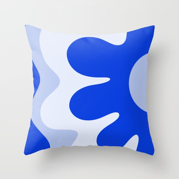 Happy Flower Retro Vibe Royal Blue and Light Blue Throw Pillow Gallery Image 6