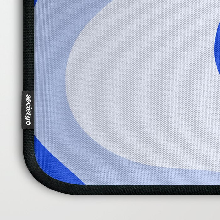 Happy Flower Retro Vibe Royal Blue and Light Blue Laptop Sleeve Gallery Image 3