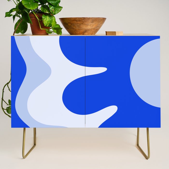 Happy Flower Retro Vibe Royal Blue and Light Blue Credenza Gallery Image 1