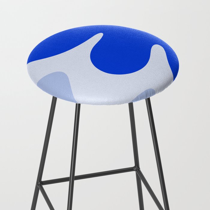 Happy Flower Retro Vibe Royal Blue and Light Blue Stool Gallery Image 2