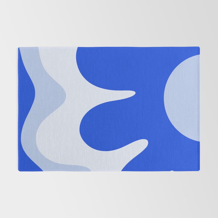 Happy Flower Retro Vibe Royal Blue and Light Blue Rug Gallery Image 2