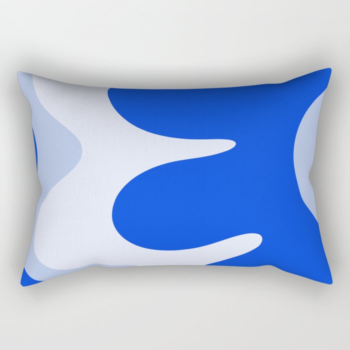 Happy Flower Retro Vibe Royal Blue and Light Blue Rectangular Pillow Gallery Image 1