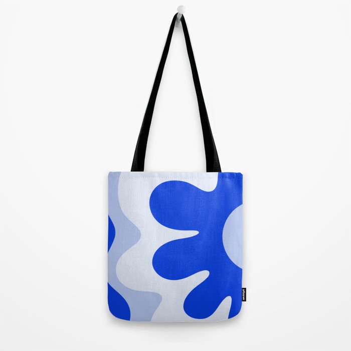 Happy Flower Retro Vibe Royal Blue and Light Blue Tote Bag Gallery Image 2