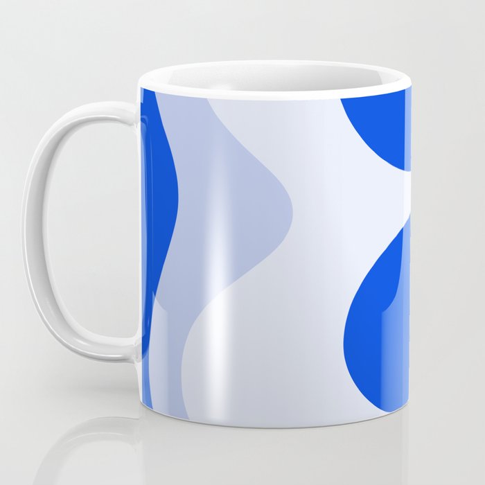 Happy Flower Retro Vibe Royal Blue and Light Blue Coffee Mug Gallery Image 3