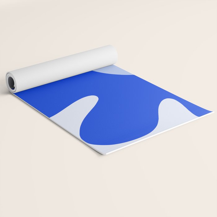 Happy Flower Retro Vibe Royal Blue and Light Blue Yoga Mat Gallery Image 2