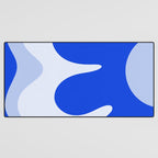 Happy Flower Retro Vibe Royal Blue and Light Blue Desk Mat Gallery Image 3