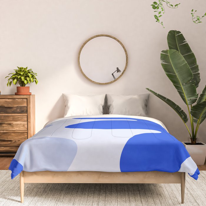 Happy Flower Retro Vibe Royal Blue and Light Blue Comforter Gallery Image 3
