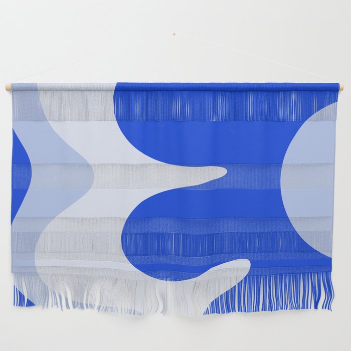 Happy Flower Retro Vibe Royal Blue and Light Blue Wall Hanging Gallery Image 1