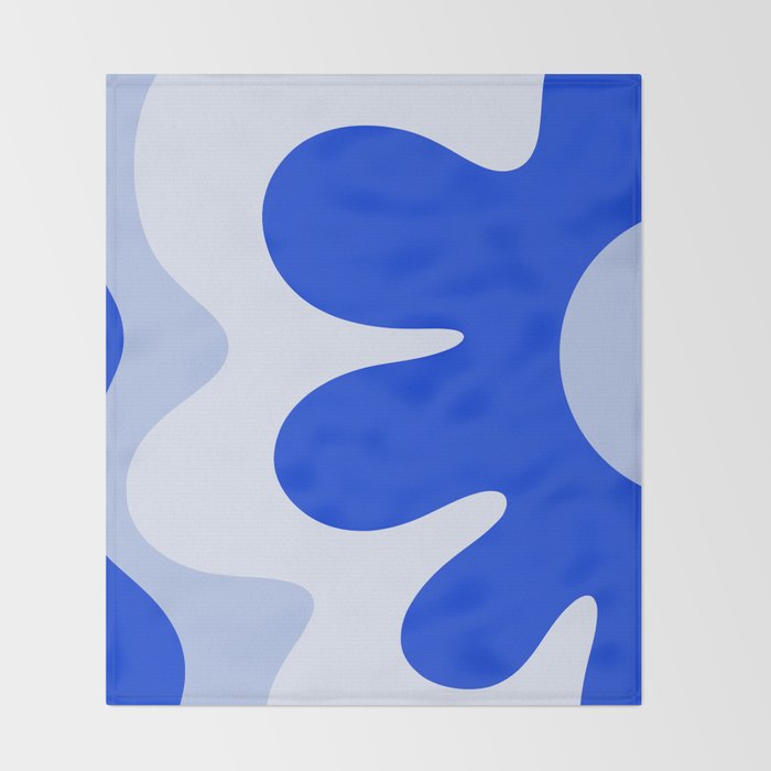 Happy Flower Retro Vibe Royal Blue and Light Blue Throw Blanket Gallery Image 2
