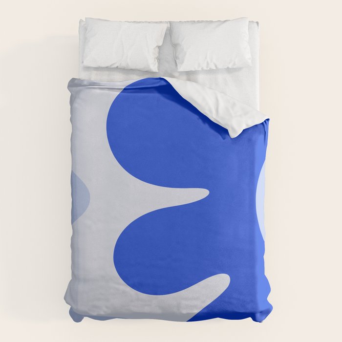 Happy Flower Retro Vibe Royal Blue and Light Blue Duvet Cover Gallery Image 1