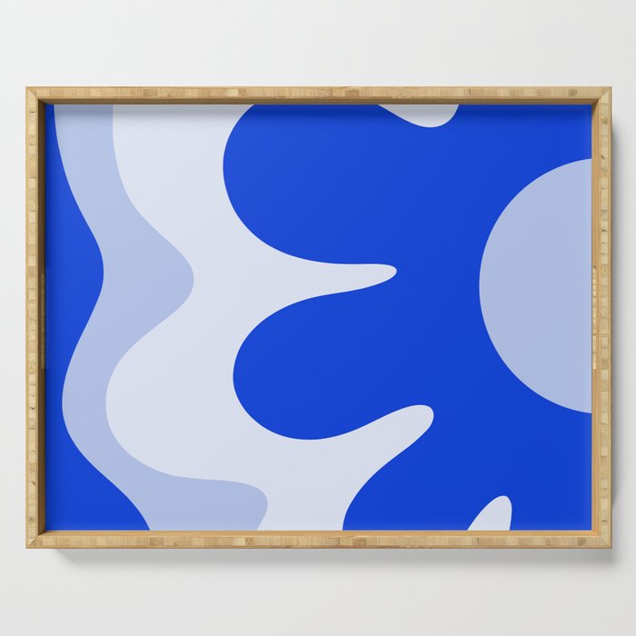 Happy Flower Retro Vibe Royal Blue and Light Blue Serving Tray Gallery Image 1