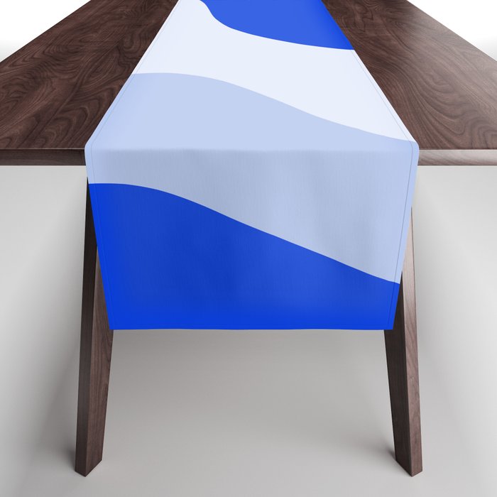 Happy Flower Retro Vibe Royal Blue and Light Blue Table Runner Gallery Image 1