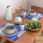 Happy Flower Retro Vibe Royal Blue and Light Blue Placemat Gallery Image 2