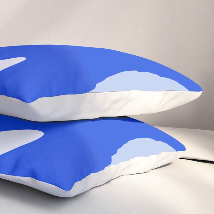 Happy Flower Retro Vibe Royal Blue and Light Blue Pillow Sham Gallery Image 3