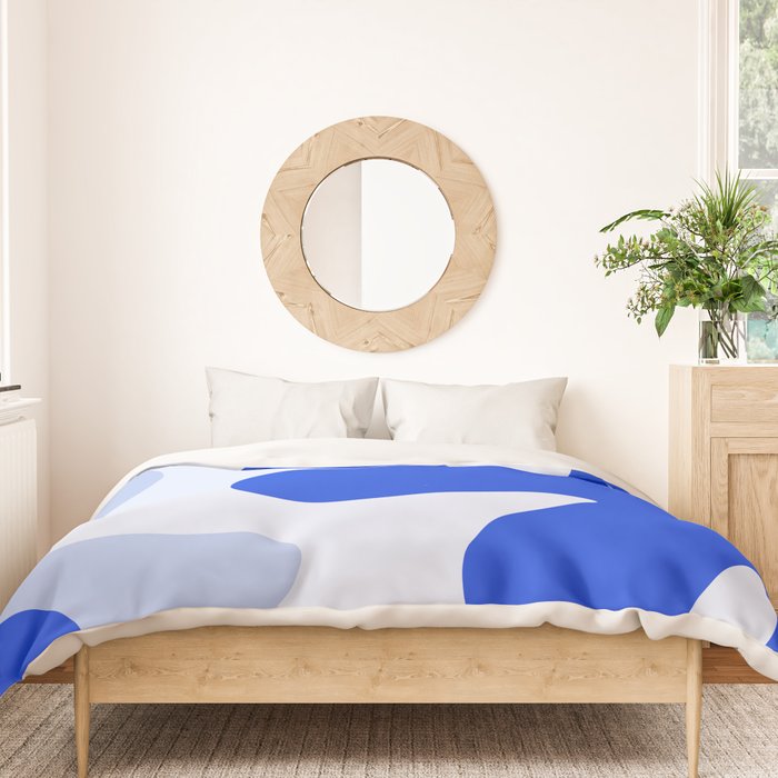 Happy Flower Retro Vibe Royal Blue and Light Blue Duvet Cover Gallery Image 3