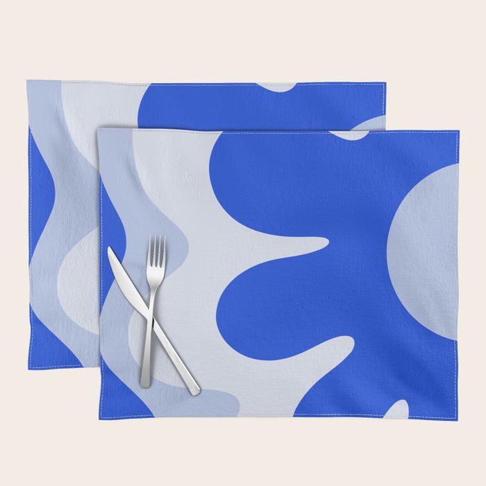 Happy Flower Retro Vibe Royal Blue and Light Blue Placemat Gallery Image 1