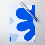 Happy Flower Retro Vibe Royal Blue and Light Blue Wrapping Paper Gallery Image 1